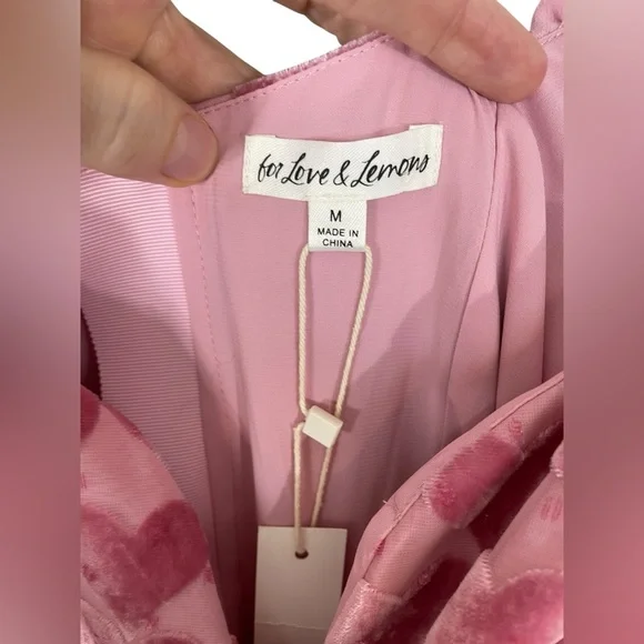 For Love And Lemons Pink Heart Pattern Mini Dress - Picture 6 of 14